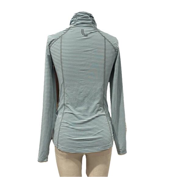 Lole Blue Gray Striped Mock Neck Jacket Size S UPF 50+ Stretch Pockets Beach - Picture 3 of 7